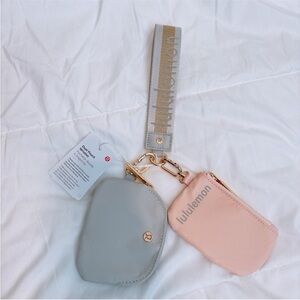 Lululemon Dual Pouch wristlet pink/ gold